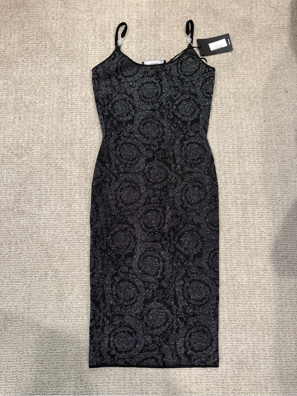Black Sparkle Bodycon Midi Dress - Versace